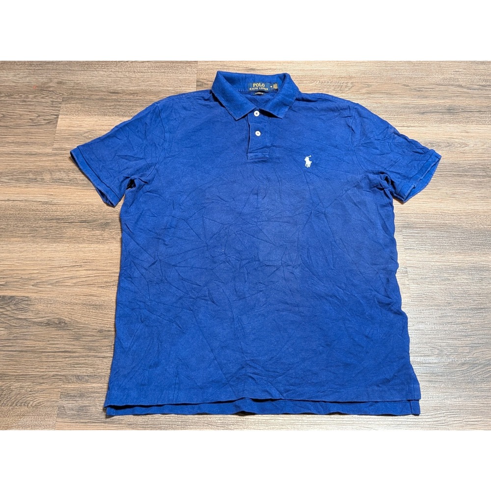 Polo Ralph Lauren Classic Fit Pique Polo Shirt Mens M Royal Blue White Pony
